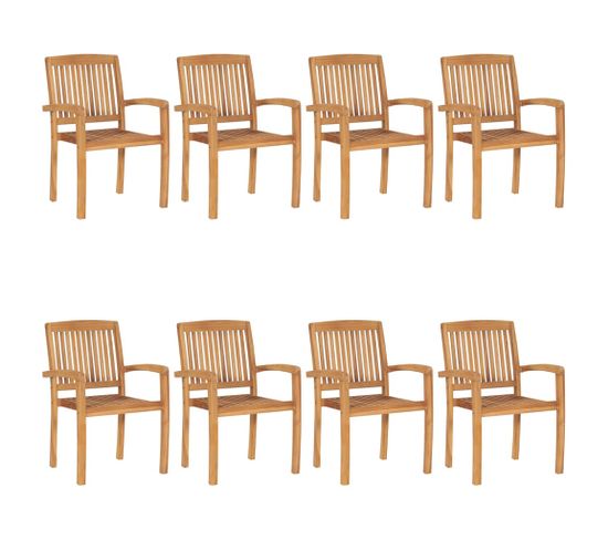 Chaises De Jardin Empilables 8 PCs Bois De Teck Solide