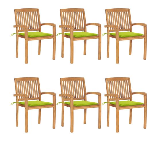 Chaises De Jardin Empilables Avec Coussins 6 PCs Teck Solide