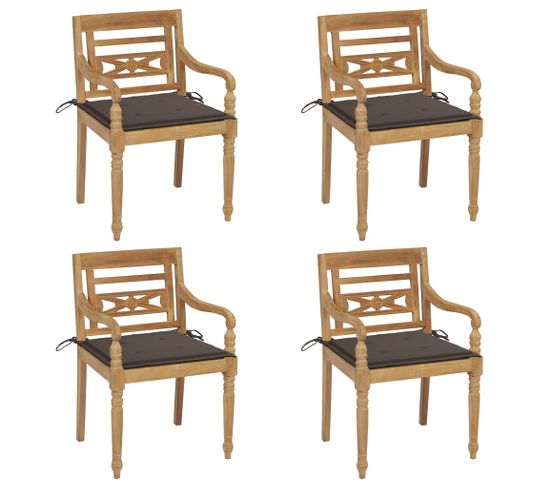 Chaises Batavia Avec Coussins 4 PCs Bois De Teck Solide