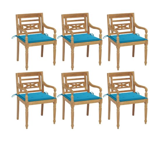 Chaises Batavia Avec Coussins 6 PCs Bois De Teck Solide