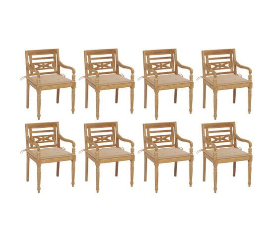 Chaises Batavia Avec Coussins 8 PCs Bois De Teck Solide