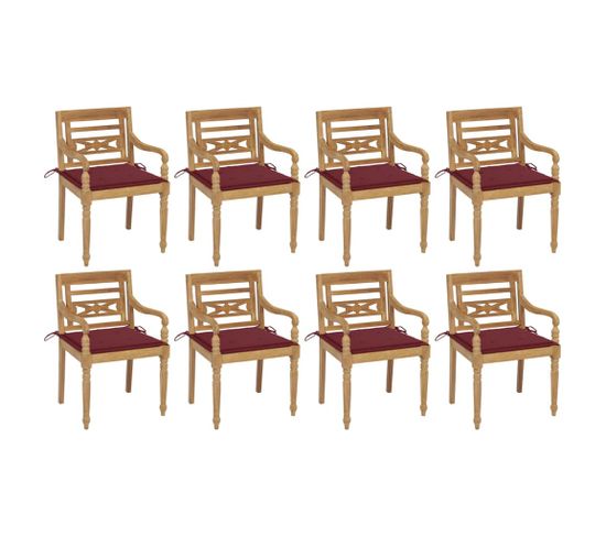 Chaises Batavia Avec Coussins 8 PCs Bois De Teck Solide