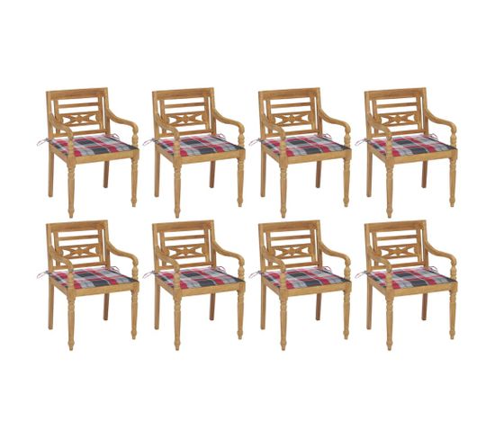 Chaises Batavia Avec Coussins 8 PCs Bois De Teck Solide