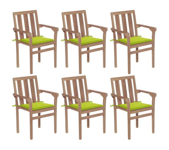 Chaises De Jardin Empilables Avec Coussins 6 PCs Teck Solide