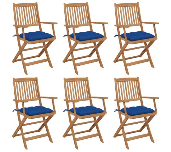 Chaises Pliables De Jardin 6 PCs Avec Coussins Bois D'acacia