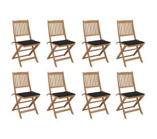 Chaises Pliables D'extérieur Avec Coussins 8 PCs Bois D'acacia