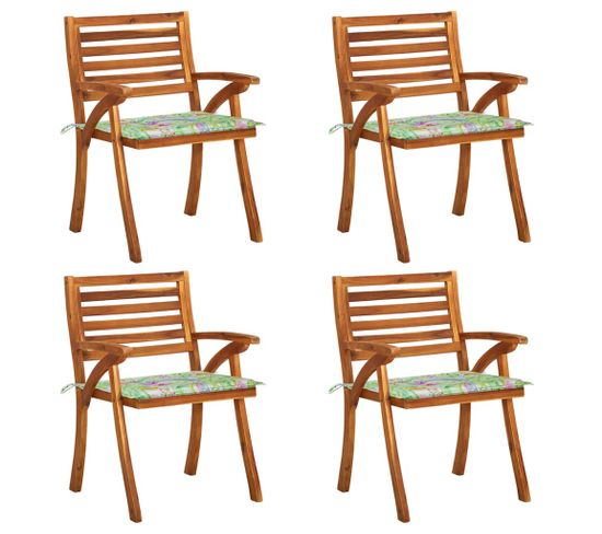 Chaises De Jardin Avec Coussins 4 PCs Bois De Teck Solide