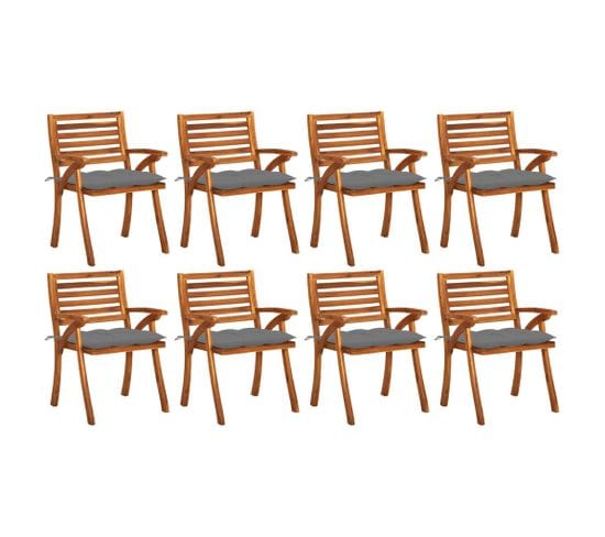 Chaises De Jardin Avec Coussins 8 PCs Bois D'acacia Solide