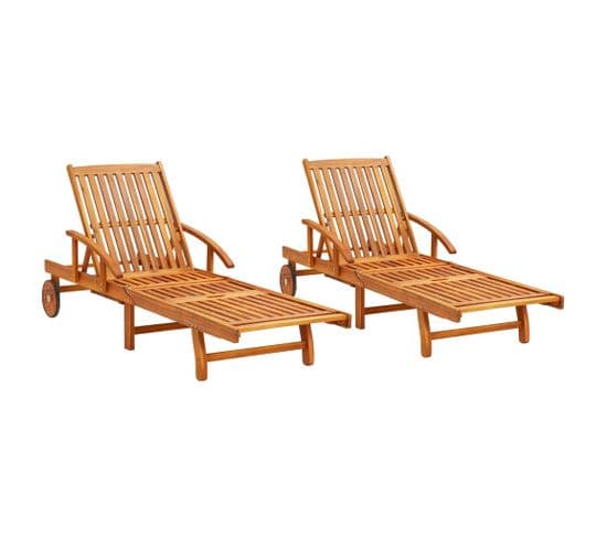 Chaises Longues 2 Pièces Bois D'acacia Solide