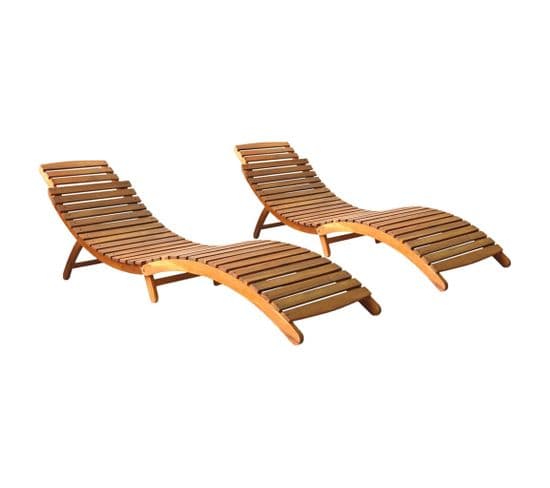 Chaises Longues 2 Pièces Bois D'acacia Solide