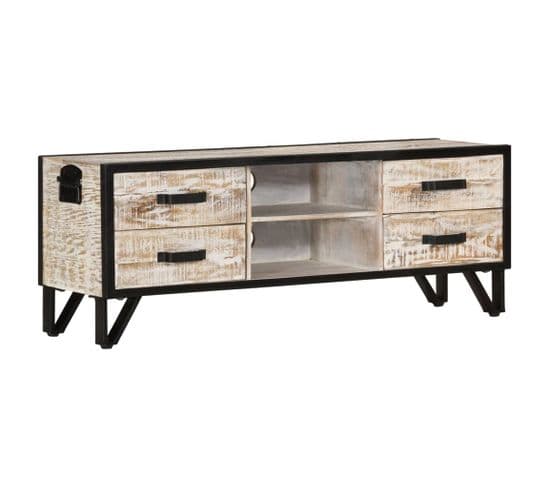 Meuble TV 110x30x41 Cm Bois D'acacia Massif