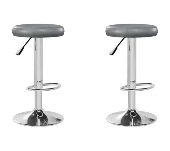 Tabourets De Bar 2 PCs Gris Similicuir