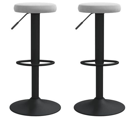 Tabourets De Bar 2 PCs Gris Clair Velours