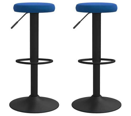 Tabourets De Bar 2 PCs Bleu Velours