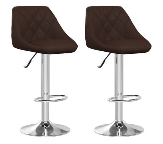 Tabourets De Bar 2 PCs Marron Similicuir