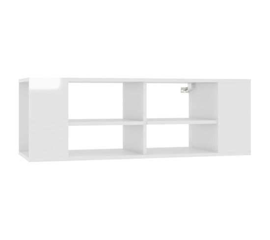 Meuble Tv Mural Blanc Brillant 102x35x35 Cm Bois D’ingénierie