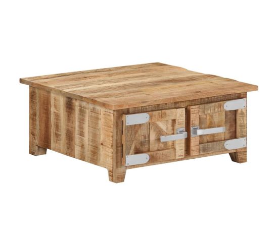 Table Basse 67x67x30 Cm Bois De Manguier Massif