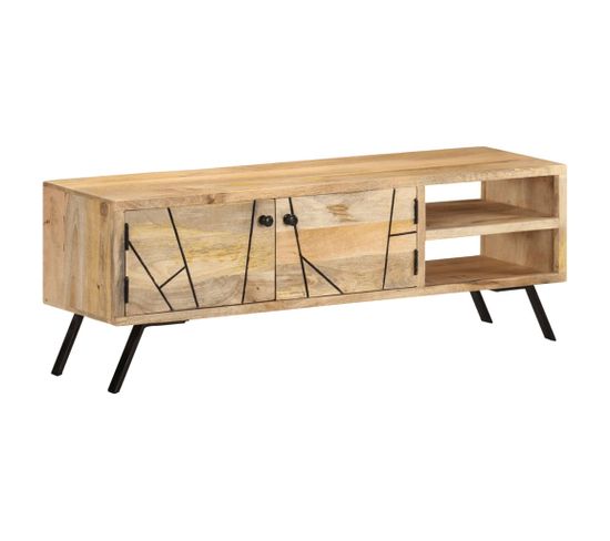 Meuble TV 110x30x40 Cm Bois Massif De Manguier