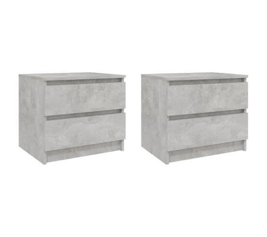 Tables De Chevet 2 PCs Gris Béton 50x39x43,5 Cm Aggloméré