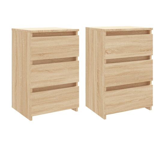 Tables De Chevet 2 PCs Chêne Sonoma 40x35x62,5 Cm Aggloméré