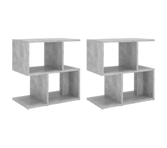 Tables De Chevet 2 PCs Gris Béton 50x30x51,5 Cm Aggloméré