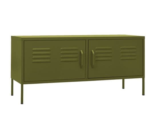 Meuble TV Vert Olive 105x35x50 Cm Acier