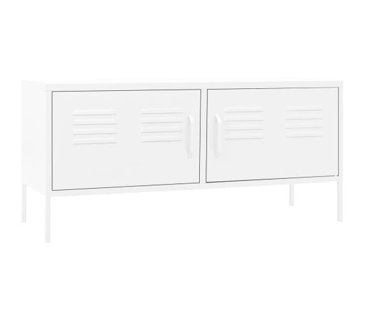 Meuble TV Blanc 105x35x50 Cm Acier