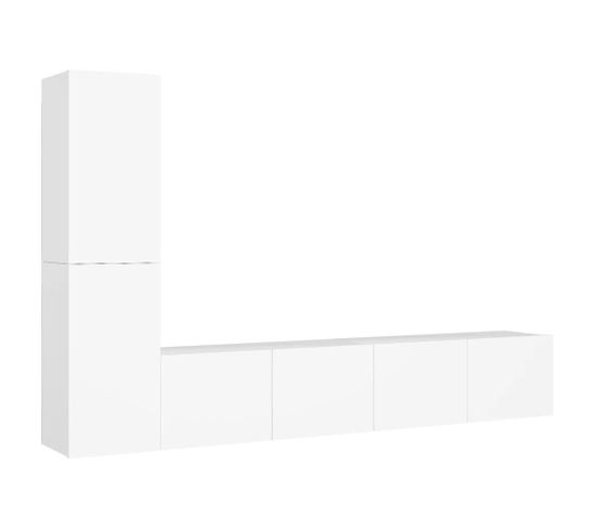 Ensemble De Meuble TV 4 PCs Blanc Aggloméré