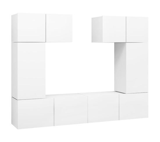 Ensemble De Meuble TV 6 PCs Blanc Aggloméré