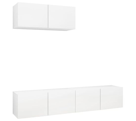 Meubles TV 3 PCs Blanc Aggloméré