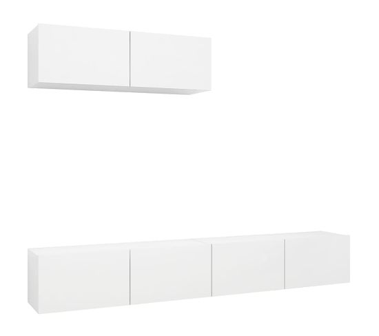 Meubles TV 3 PCs Blanc Aggloméré