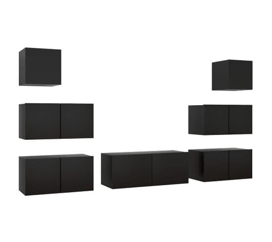 Ensemble De Meuble TV 7 PCs Noir Aggloméré