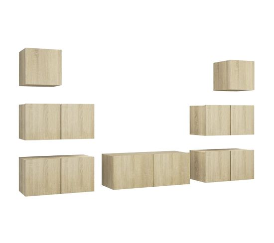 Ensemble De Meuble TV 7 PCs Chêne Sonoma Aggloméré