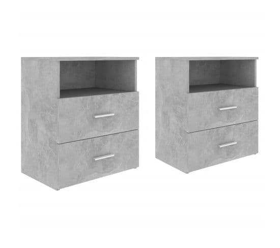 Tables De Chevet 2 PCs Gris Béton 50x32x60 Cm