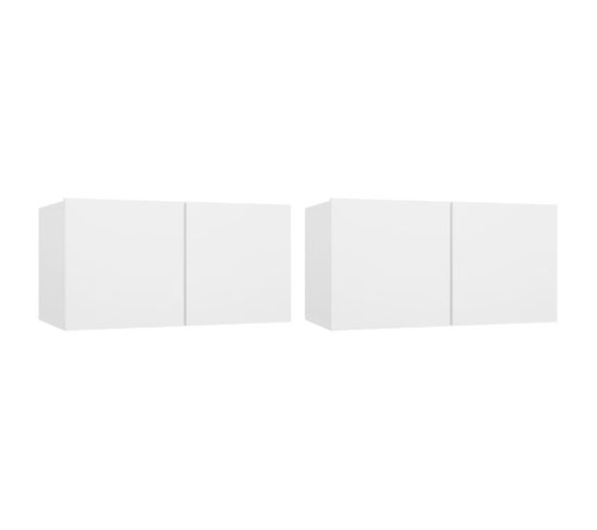 Meubles Tv Suspendus 2 Pcs Blanc 60x30x30 Cm