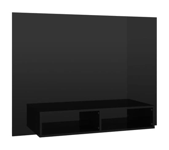 Meuble Tv Mural Noir Brillant 120x23,5x90 Cm Bois D’ingénierie