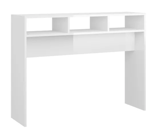 Table Console Blanc Brillant 105x30x80 Cm Aggloméré