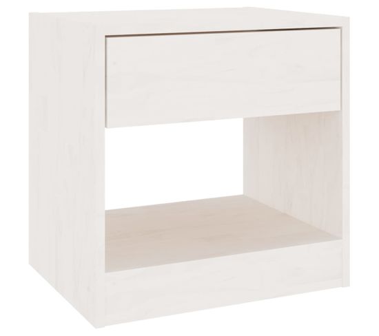 Table De Chevet Blanc 40x31x40 Cm Bois De Pin Massif