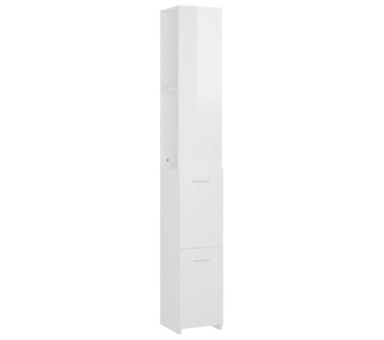 Colonne De Bain Blanc Brillant 25x26,5x170 Cm Bois D'ingénierie