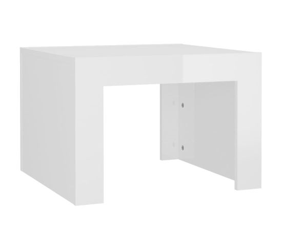 Table Basse Blanc Brillant 50x50x35 Cm Aggloméré