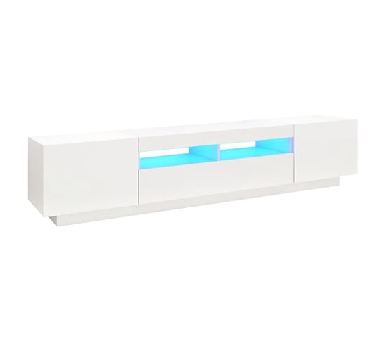 Meuble TV Avec Lumières LED Blanc 200x35x40 Cm