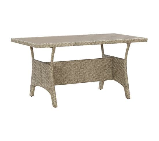 Table De Jardin Gris 120x70x66 Cm Résine Tressée