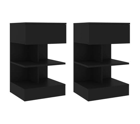 Tables De Chevet 2 PCs Noir 40x35x65 Cm