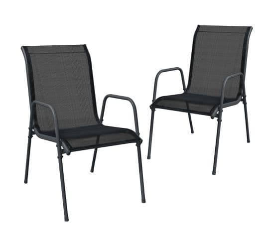 Chaises De Jardin Lot De 2 Acier Et Textilène Noir