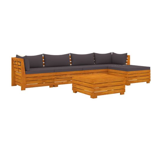 Salon De Jardin 6 PCs Avec Coussins Bois D'acacia Solide