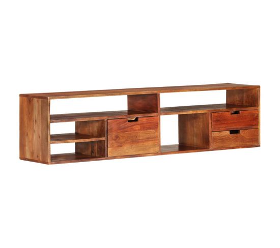 Meuble TV 140x30x35 Cm Bois D'acacia Massif