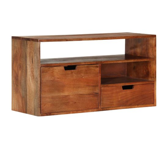 Meuble TV 80x30x42 Cm Bois D'acacia Massif