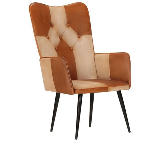 Fauteuil Accoudoir Vintage En Cuir Véritable Orwell