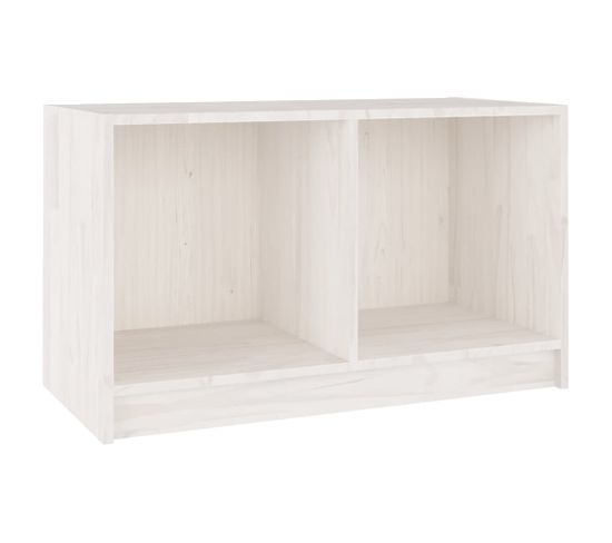 Meuble TV Blanc 70x33x42 Cm Bois De Pin Massif