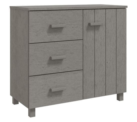 Buffet Hamar Gris Clair 90x40x80 Cm Bois Massif De Pin